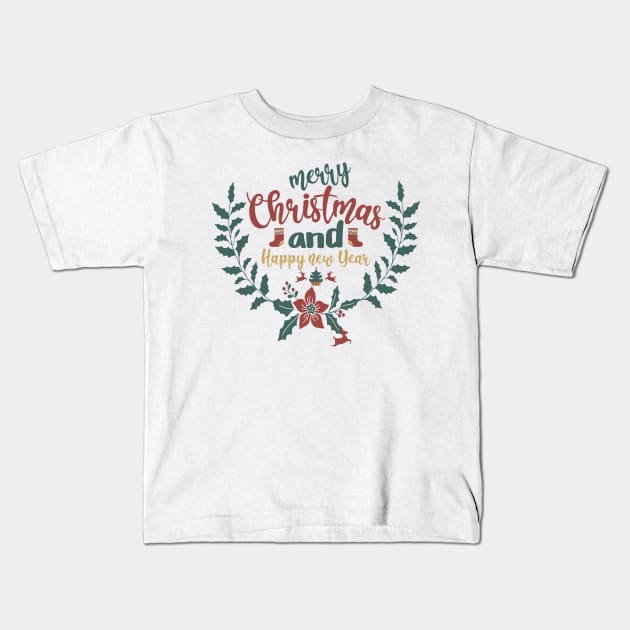 Merry CHRISTMAS AND HAPPY NEW YEAR Kids T-Shirt by Benwe_Studio